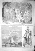 Original Old Antique Print 1856 Midsummer Dream Princess Theatre Napier Statue