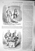 Antique Old Print *3225 1856 Japanese Mother Daughter Simoda Hakodadi Japan