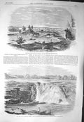 Original Old Antique Print 1856 Trunk Railway Canada Chaudiere River Cheshire
