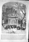 Original Old Antique Print 1856 Fine Art Christmas Dole Architecture Victorian
