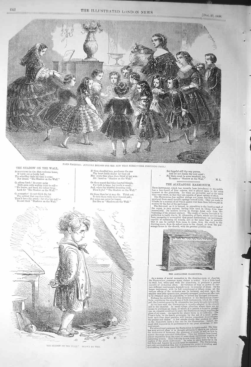 Original Old Antique Print 1856 Paris Fashion Children Alexandre Ha Victorian