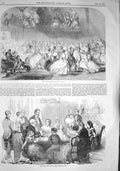 Old Antique Print 1857 Sir Roger De Coverley Dance New Years Party Scene 19th