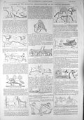 Old Antique Print 1857 Nineveh Bas-Reliefs Baboon Stag Sheep Camels Dogs 19th