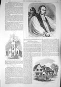 Old Antique Print 1857 Bickersteth Bishop Ripon Chapel Hobart Cranbrook 19th
