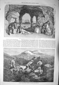 Original Old Antique Print 1857 Deer Hunting Theatricals Tavistock Hou Victorian