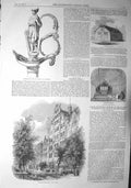 Original Old Antique Print 1857 English House Portable School Sword La Marmora
