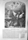 Original Old Antique Print 1857 Ivory Carver Charles Boker Fine Art Victorian