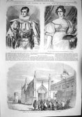 Original Old Antique Print 1857 Funeral Duke Rutland Belvoir Castle Mausoleum