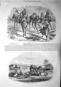Original Old Antique Print 1857 Scene Desert Simoom Stream El Arish Camels 19th