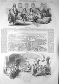 Original Old Antique Print 1857 Algerine Women Scene CafÇ Divan Algier French