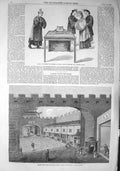 Original Old Antique Print 1857 Treaty Marriage China Street Scene Walls 19th