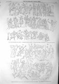 Original Old Antique Print 1857 Figures Painted Darius Apollo Diana Neptu 19th