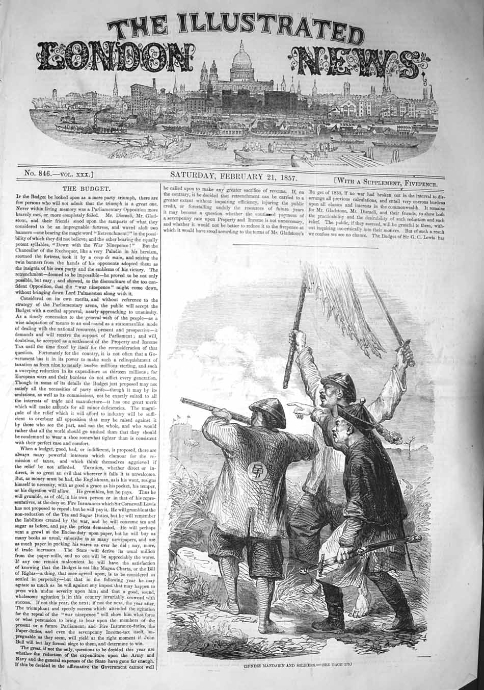 Original Old Antique Print 1857 Chinese Mandarin Siers Bat 19th