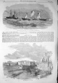 Old Antique Print 1857 Royal Mail Steamer Atrato Rovers Bride Uovo Naples 19th