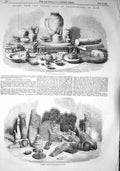 Original Old Antique Print 1857 Pottery Fragments Mills Relics Brahmunadab Sind