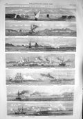 Original Old Antique Print 1857 Persia Minora Ships Harbour Oyster Dock Bombay