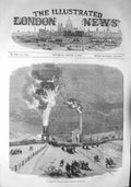 Original Old Antique Print 1857 Explosion Lund Hill Colliery Barnsley Mining