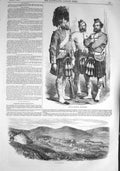 Original Old Antique Print 1857 View Karani Balaclava Highlanders Siers War