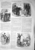 Old Antique Print 1857 Scagliola Daubigny Anne Twig Romance Illustration 19th