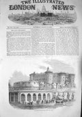 Original Old Antique Print 1857 Castel Nuovo Naples Italy Architecture 19th