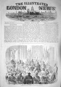 Original Old Antique Print 1857 Banquet Queen Ministers Mansion House Meeting