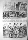Original Old Antique Print 1857 Fashion Princess Theatre King Richard Second