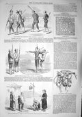 Original Old Antique Print 1857 Chinese Tortures Execution Garotting C Victorian