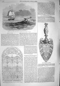 Original Old Antique Print 1857 Rescue Baker Mail Steamer Ship England Woolwich