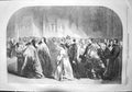 Original Old Antique Print 1857 Scene Russian Marriage Moscow Wedding Romance