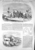 Original Old Antique Print 1857 Indian Railway Palace Teleaghurry Fort Muttra