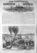 Original Old Antique Print 1857 Sultan Palace Dolmabaghdsche Royal Albert Ship