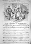 Old Antique Print 1857 English Songs Melodies Vision Youth Grace Mackay 19th