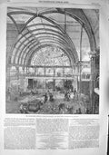 Original Old Antique Print 1857 Art Treasures Exhibition Building Manchester