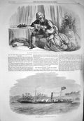 Original Old Antique Print 1857 Henri Drayton Sporting Steam Yacht Prince Pacha