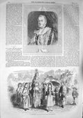 Old Antique Print 1857 Earl Zetland Master Freemasons May Queen Glatton 19th