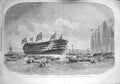 Antique Old Print *3704 1857 Screw Steam Ship War Royal Sovereign Portsmouth