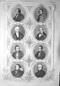 Original Old Antique Print 1857 Academicians Ross Dyce Roberts Foley Hook Frost
