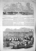 Original Old Antique Print 1857 Parliament London Crystal Palace House Commons