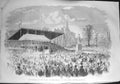 Original Old Antique Print 1857 Inauguration Statue Queen Peel Park Salford