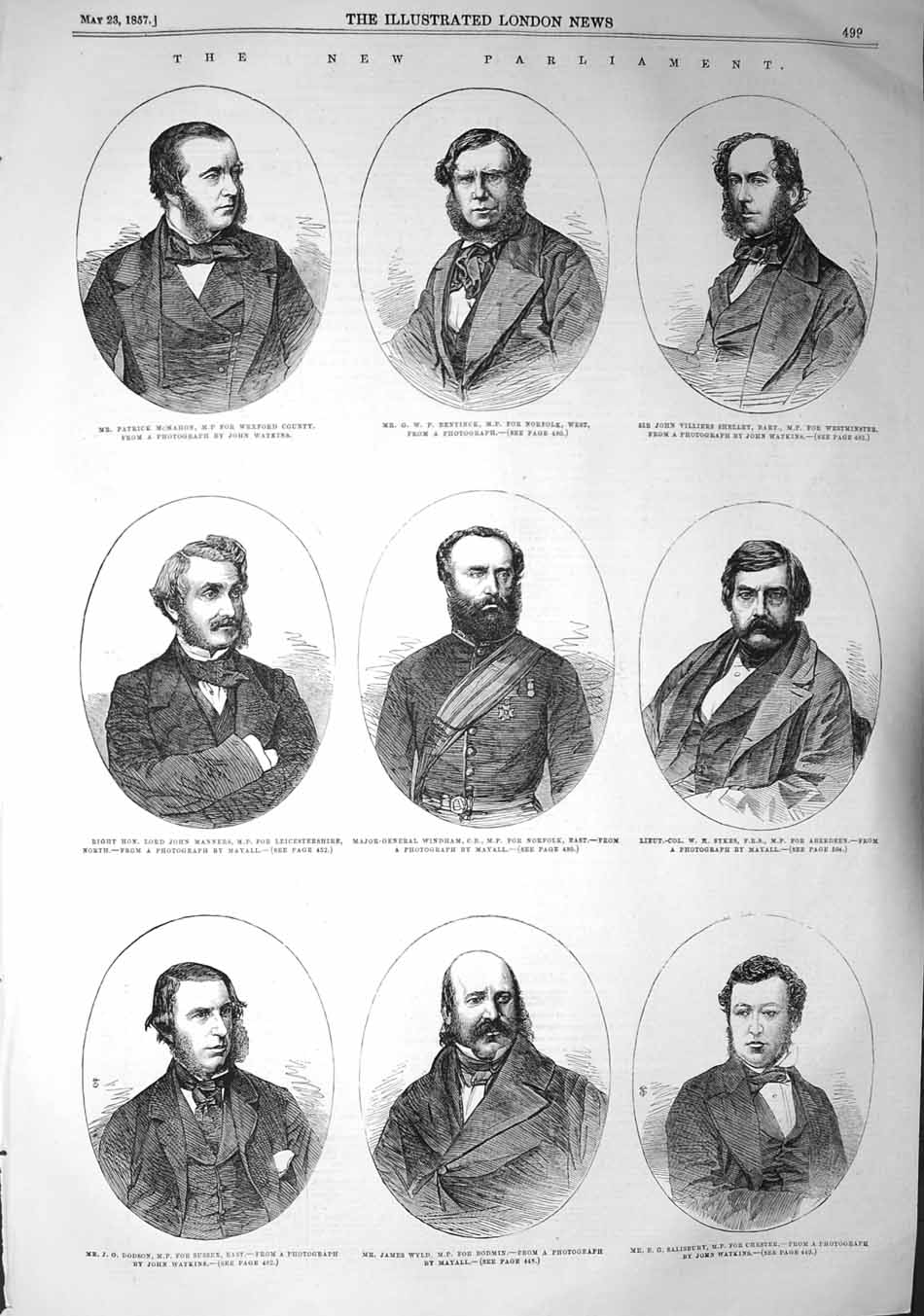 Old Antique Print 1857 Parliament Mcmahon Windham Wyld Salisbury Dodson 19th