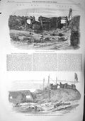 Original Old Antique Print 1857 War Persia Fort Capture Mohammerah Weapons 19th
