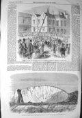 Original Old Antique Print 1857 Holyhead Harbour Works Tradesmen North 19th