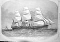 Original Old Antique Print 1857 United States Steam Corvette Ship Niagara Sea