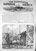 Original Old Antique Print 1857 Great Eastern Steam Ship Construction M 19th