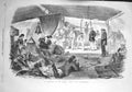 Original Old Antique Print 1857 Afternoon Tropics Indian Ocean Passengers Ship