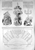 Old Antique Print 1857 Plan Handel Festival Orchestra Crystal Palace Cup 19th