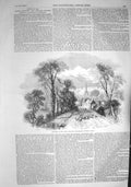 Old Antique Print 1857 View Lancaster Boston River Sleaford Railway Sheep 19th