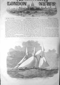 Antique Old Print *3700 1857 Royal Thames Yacht Club Schooner Wildfire Vestal