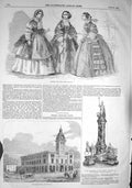 Old Antique Print 1857 Fashion Market-Hall Chesterfield Plate Bombay Army 19th