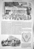 Original Old Antique Print 1857 School Effingham Plaistow Badge Mayor Salford